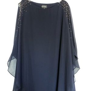 Xscape Chiffon shift dress Navy Blue